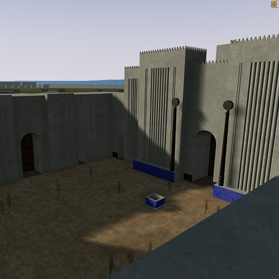 Virtual reconstruction; DS, Nabu-Temple, Court II facing east